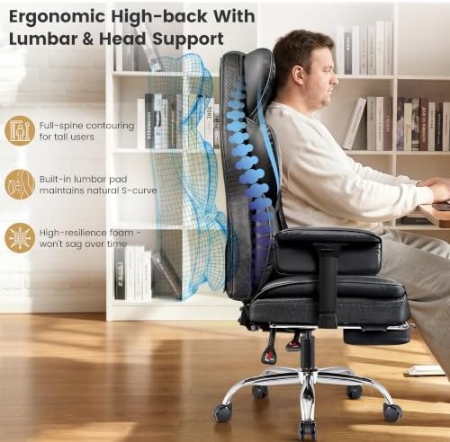 Big and Tall Office Chair 500 lbs, 23.6" Wide Seat,PU Leather
