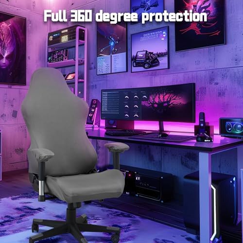 Gaming Chair Covers,Stretchable Computer Chair Cover,Ergonomic Office Chair Cover,for Anti Cat Scratch Protection of Computer Gamer Chair Slipcovers,Racing Chair Covers (Only Covers,No Chair,Gray)