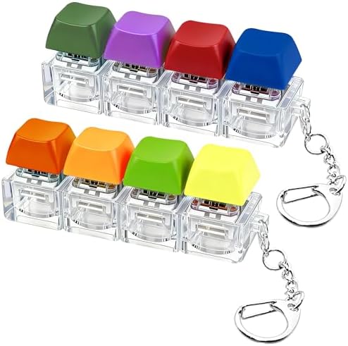 2 PCS Keyboard Fidget Toy, Keyboard Fidget Keychain 4-in-1 Keyboard Decompression Button Finger Clicker Toys, Keychain Button Stress Relief Fidget Gifts to Relief Stress (Bright)