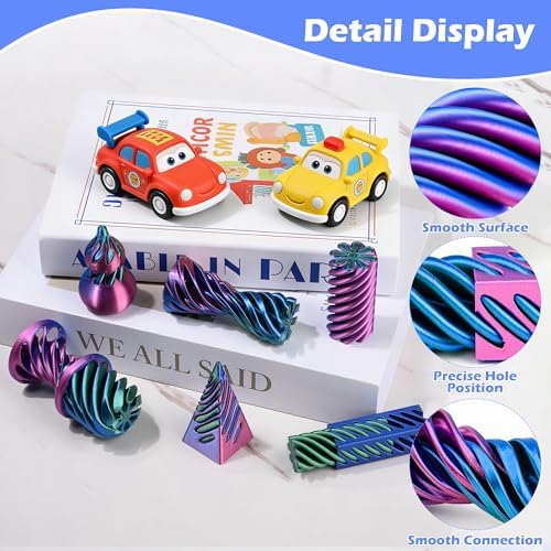 6 Pack 3D Printed Spiral Cone Fidget Toys Rose Red Desk Set