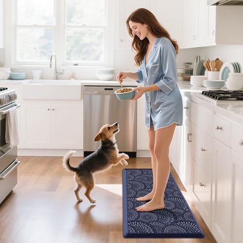 Mattitude Kitchen Mat, 17.3x39in Heavy Duty Ergonomic Comfort Foam Standing Desk Mat, Waterproof Non-Slip Standing Mats and Rugs for Kitchen, Office, Laundry, Blue