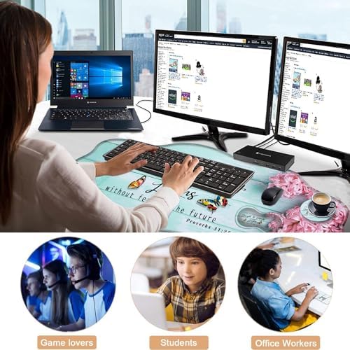 Mouse Pad with Wrist Support + Desk Mat + Coaster 3 in 1 Set, XXL Large Gaming Mousepad Ergonomic Mouse Pads for Desk Computer Laptop Office,Pink Hyacinth Bible Verse Proverbs 31-25
