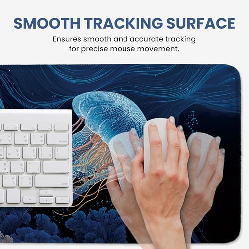 Aesthetic Desk Mat, Cute Coral Dream Desk Pad Protector for Work & Decor, 35.4" x 15.7", Pretty Non-Slip Extended Mouse Pad for Office or Home