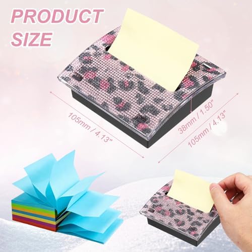 PATIKIL Stick Note Pad Holders 4x4 Sticky Note Dispenser Pink Leopard