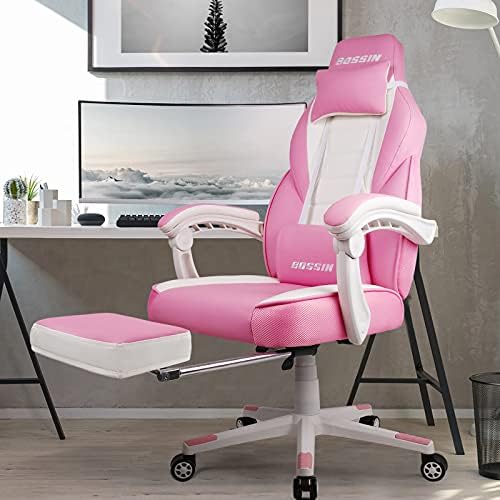 BOSSIN Big and Tall Gaming Chair with Footrest and Massage, 400lb Weight Capacity, Ergonomic Heavy Duty with Large Size Seat and High Back