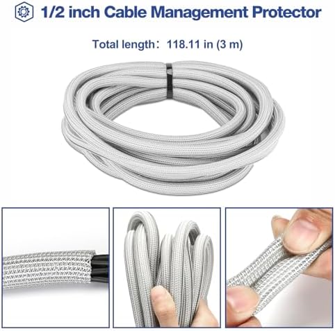 JOTO 10 Feet Cable Management Sleeve -Grey