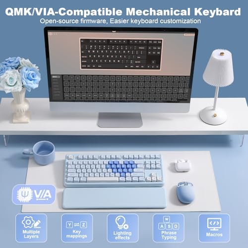 YUNZII B87 TKL Wireless Mechanical Keyboard (Blue Heart,Cocoa V2 Switch)