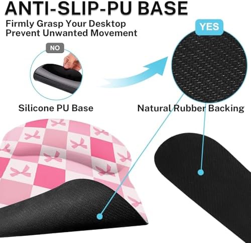 Britimes Ergonomic Mouse Pad Set with Wrist Rest, Pink Bow