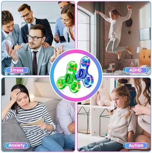Fidget Spinner 2 Pack, Light up Sensory Fidget Toys Adults Kids Autism ADHD