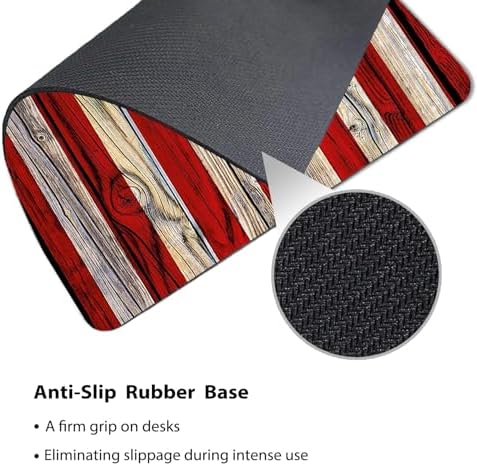9.5x7.9 Inch Office/Gaming Mouse Pad, American Flag Design on Rustic Wood Texture Patriotic Country Style, Cute Anti-Slip Mat for Desk Decor