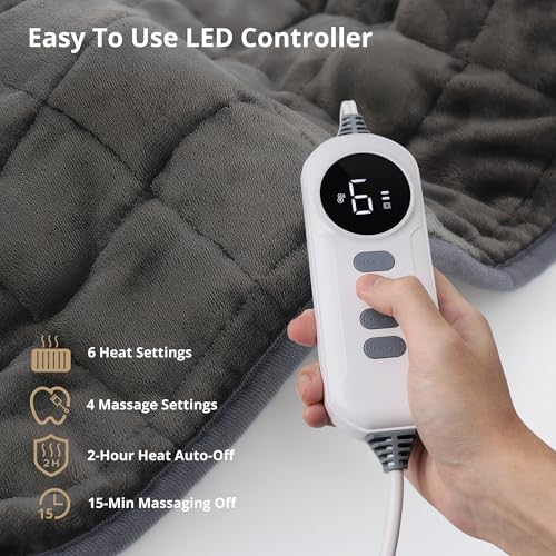 Weighted Heating Pad with Massager, FSA Vibrating Heating Pad for Back
