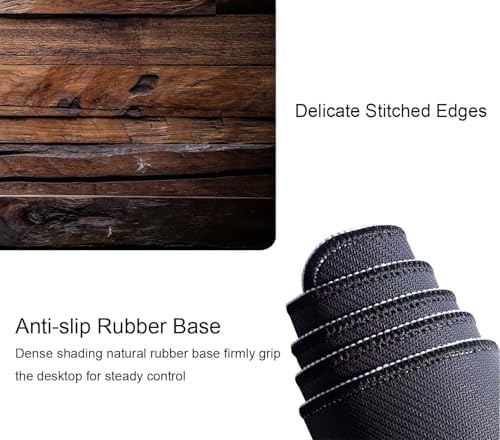 Large Extended Gaming Mouse Pad with Stitched Edges, Non-Slip Waterproof Rubber Base Mouse Pad for Office, Computer, Keyboard, Laptop and Home Desk Pad 31.5 x 11.8 x 0.12 Inch Dark Wood Texture