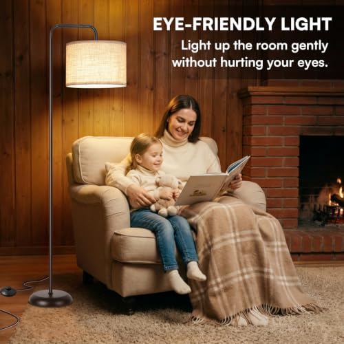 TJOY Floor Lamp,Black Brown Floor Lamp for Living Room with 3 CCT Bulb