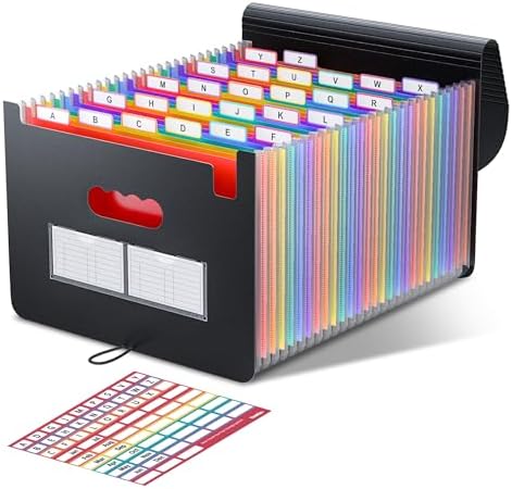 ThinkTex Accordion File Organizer, 26 Pockets Expanding File Folders