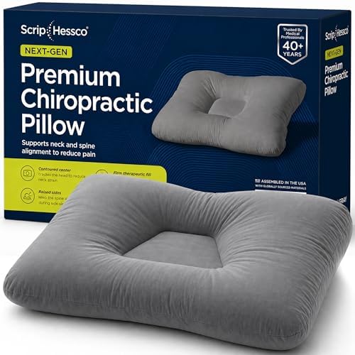 Next-GEN Premium Neck & Cervical Pillow – Breathable Fiber Fill Orthopedic Neck Pain & Headache Relief – Dual Roll Support for Back & Side Sleepers – Latex Free – Petite 19"x12" Grey
