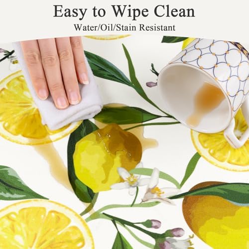 SHACOS Anti Fatigue Lemon Kitchen Mats for Floor Wipeable 17"x27.5", White