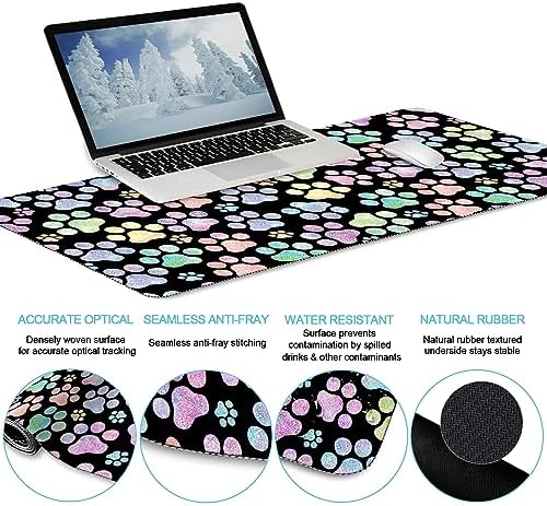 LIMKRIAN Dog Paw Mouse Pad Set XXL Large Desk Mat Pad, Cute Office Decor