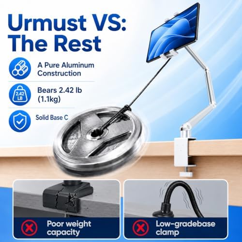 Urmust Portable Monitor Stand up to 18.5", iPad Stand for Desk, Silver