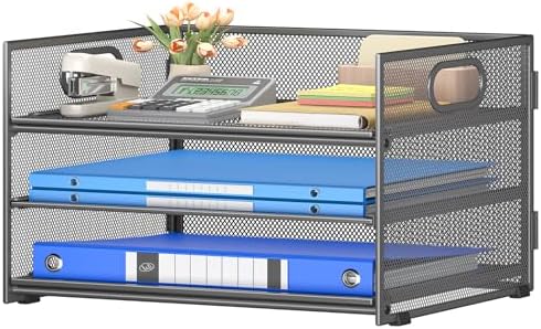 Paper Organizer for Desk,3 Tier Trays for Classroom File Folder,Gray