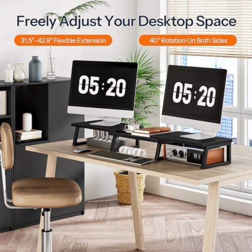 HOOBRO Dual Monitor Stand Riser, Computer Monitor Stand for PC, Black