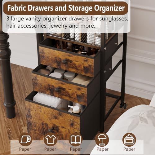 Rolling Makeup Vanity Cart Makeup Organizer with Drawers