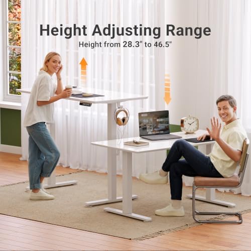 Claiks Glass Standing Desk 48x24 Inch Super White