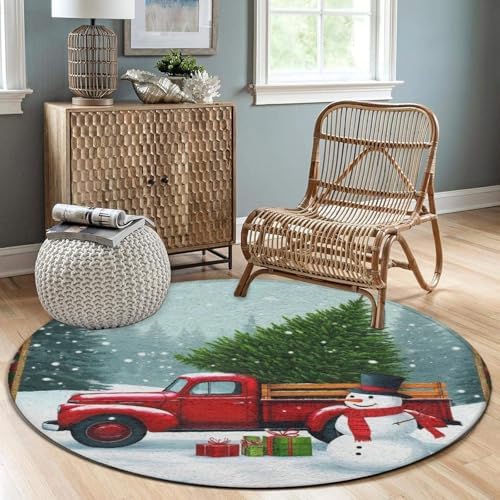 Men's Large Home Decor Mat, Soft Round Yoga Carpet, Non Slip Machine Washable Home Office Circle Rug Christmas