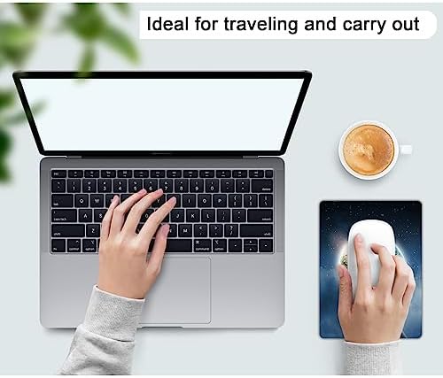 Small Mouse Pad, Mini Mouse Pad 6 X 8 Inch with Non-Slip Rubber Base for Keyboard Tray Laptops Wireless Mouse Home Office Travel, Washable & Portable (Earth)