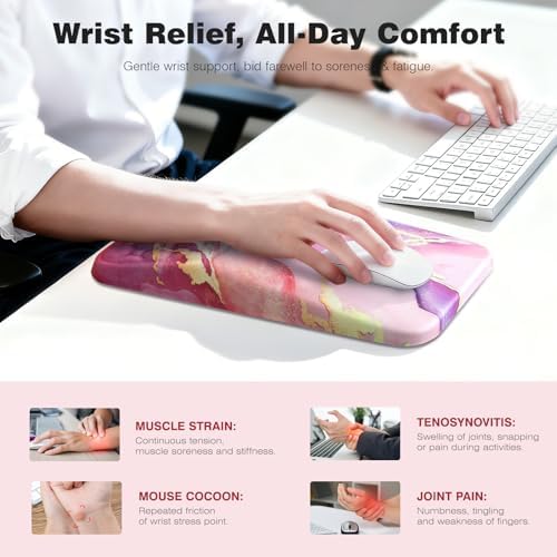 Ospelelf Pink Mouse Pad with Wrist Support Large Ergonomic Office Comfy Pain Relief Mousepad Wrist Rest
