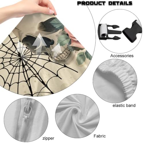 Halloween Vintage Skull Rose Gothic Gaming Chair Cover Stretchable Game Chair Slipcovers with 2 Armrest Covers, Scratch-Proof Gamer Desk Chair Covers for Computer Office Seat