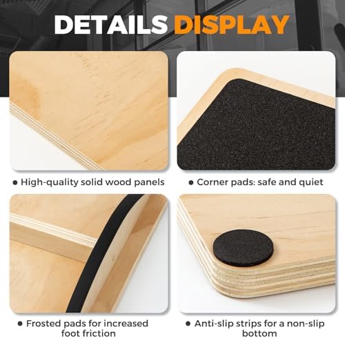 Wooden Rocker Balance Board for Adults Anti-Slip 350LBS Balance Trainer for Standing Desk, Physical Therapy & Core Strength – Durable Wooden Rocker Board for Office & Rehab