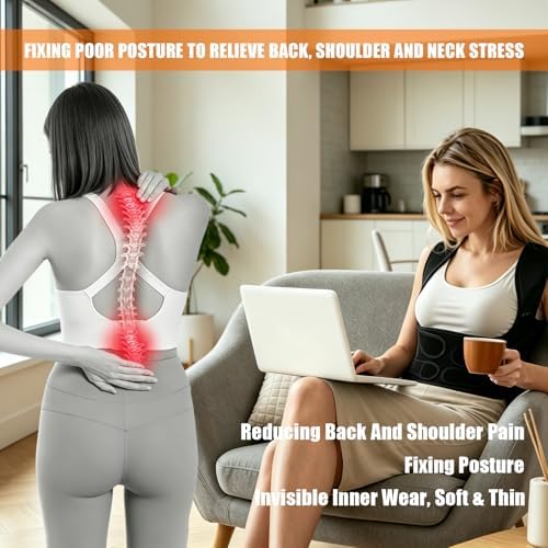 Posture Corrector for Women & Men, Back Support Brace with Adjustable Full Back Support, Breathable Mesh Design for Neck/Shoulder/Back Pain Relief, Scoliosis, Hunchback & Thoracic Spine Correction