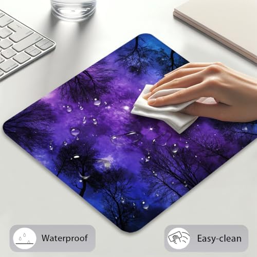 Magical Starlit Grove Night Sky Mouse Pad, Branches Winter Forest Desk Mat