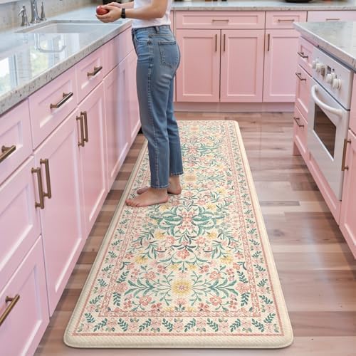 Collive Anti Fatigue Mats for Kitchen Floor Pink Kitchen Rugs, 24''x71''