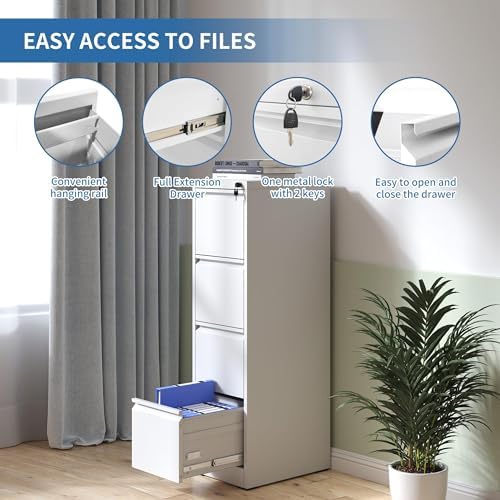 4 Drawer File Cabinet with Lock,Metal File Cabinet for Home Office