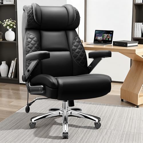 Big and Tall Office Chair, Desk Computer Chair for Heavy People, Oversized Executive Gaming Chair, Extra Wide 500LBS Ergonomic Comfy Office Chair with Adjustable Lumbar Support & 5D Flip Arms