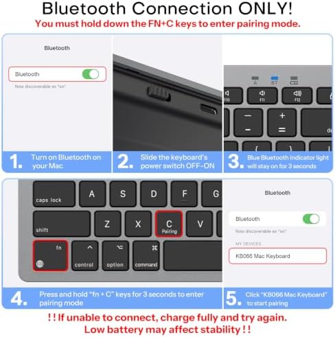 OMOTON Wireless Keyboard for Mac, USB-C Rechargeable, Bluetooth ONLY