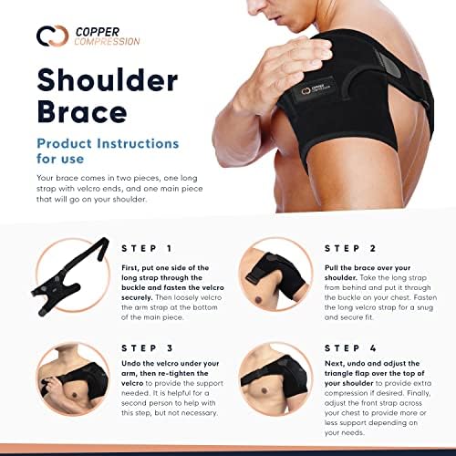Copper Compression Recovery Shoulder Brace - Immobilizer for Torn Rotator Cuff, AC Joint Pain Relief, Dislocation, Arm Stability, Injuries, Tears - Adjustable Fits Men, Women - Black/Pink - Plus Size L/XL