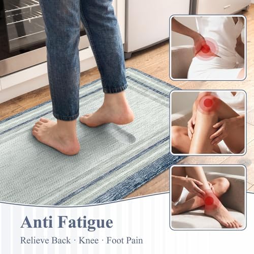 KIMODE Anti Fatigue Kitchen Mat 2 PCS Farmhouse Kitchen Rugs Sets of 2