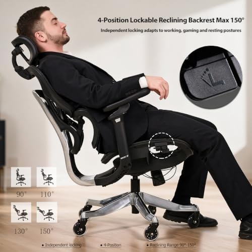 Premium Mesh Ergonomic Office Chair, Adaptive Dynamic Lumbar Support, Relieves Lower Back Pain, Reduces Long-Hour Sitting Fatigue, All-Day Comfort for Home & Office