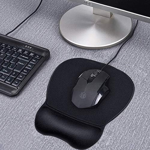 JIKIOU Ergonomic Mouse Pad with Gel Wrist Support, Comfortable Mousepad with Smooth Wrist Rest Surface and Non-Slip PU Base for Pain Relief Computer Laptop Office Home Black, 9.2 x 8.1 in (Pack of 3)