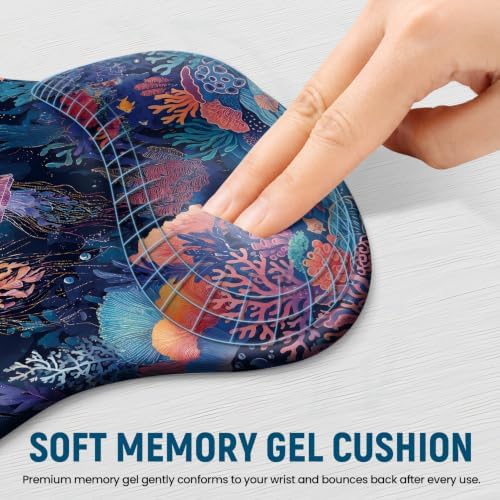 Ergonomic Mouse Pad with Wrist Rest, Gel Wrist Support, Jellyfish