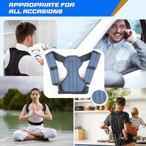 Posture Corrector for Women & Men, Adjustable Back Brace for Neck Shoulder Upper Back Pain Relief, Breathable Back Straightener with Clavicle Support - Strangulation-Free Design