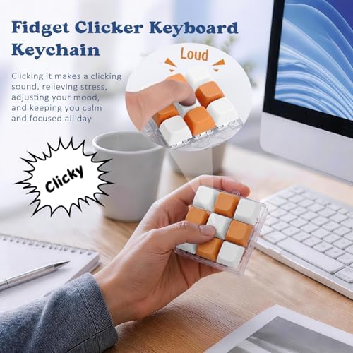 Keyboard Fidget Toy, Creamy Fidget Clicker Keyboard Fidget Keychain, Button Fidget Gifts for Adults, Boost Focus & Ease Anxiety Anywhere — Perfect Stress-Relief Gift (3×3 Grid Layout U)