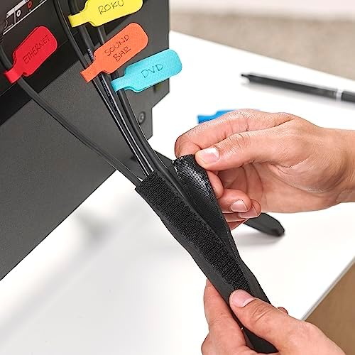 Wrap-It Storage Hook and Loop Cable Sleeve, Black, 120"