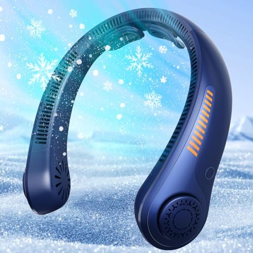 Portable Neck Fan - Rechargeable Personal Fan with Neck Support, 5000mAh, 5-Speed Quiet, Lightweight Long Lasting Bladeless Fan, Wearable Cooling Fan for Hot Flashes, Travel, Gifts for Men Women