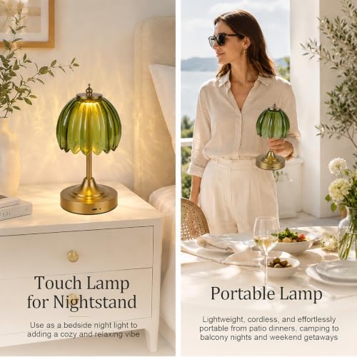 Upgrade Mini Tulip Cordless Table Lamp, Home Décor-Green