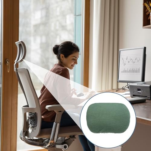 uxcell Office Chair Pillow Cover, Office Chair Headrest Attachment Removable Headrest Protector for Home Desk Computer Chairs, Bean Green