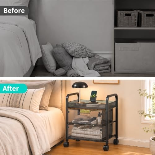 HapiRm 3 Tier Rolling Pantry Organizer Cart- Snack Storage Cart with Wheels