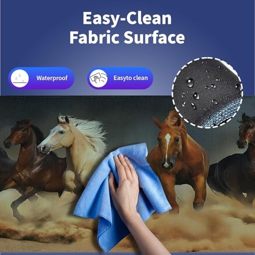 Galloping Horses in The Sand Large Mouse Pad, Magnificent Scene Desk Mat